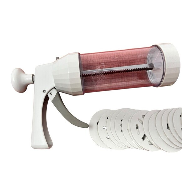 Pampered Chef 1525 Vintage Retired Cookie Press 16 Pattern Complete Disc Set NEW - Picture 3 of 16